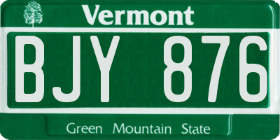 VT license plate BJY876