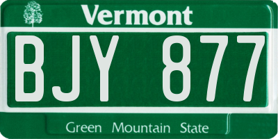 VT license plate BJY877