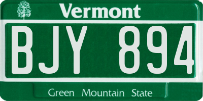 VT license plate BJY894