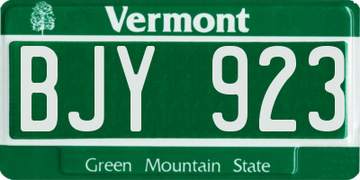 VT license plate BJY923