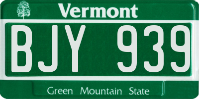 VT license plate BJY939