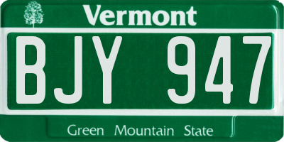 VT license plate BJY947