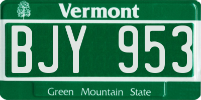 VT license plate BJY953