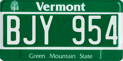 VT license plate BJY954