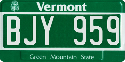 VT license plate BJY959