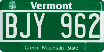 VT license plate BJY962