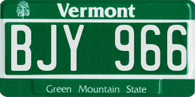 VT license plate BJY966