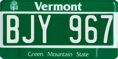 VT license plate BJY967