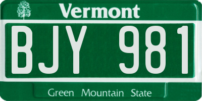 VT license plate BJY981