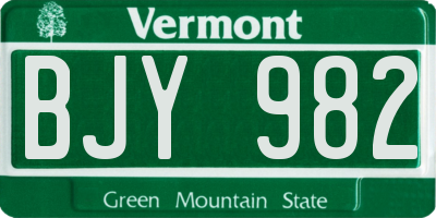 VT license plate BJY982