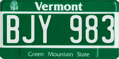 VT license plate BJY983