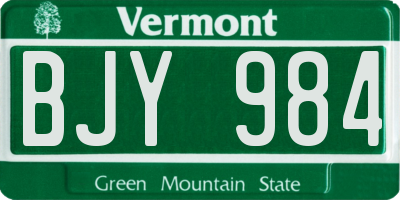 VT license plate BJY984