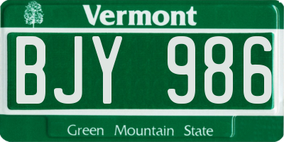 VT license plate BJY986