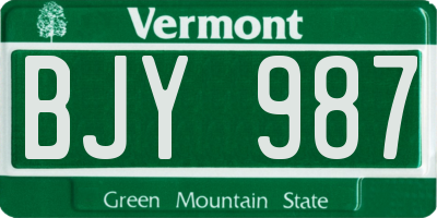 VT license plate BJY987