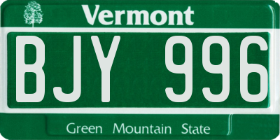VT license plate BJY996