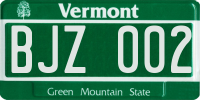VT license plate BJZ002