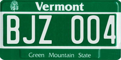 VT license plate BJZ004