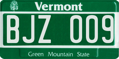 VT license plate BJZ009