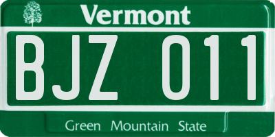 VT license plate BJZ011
