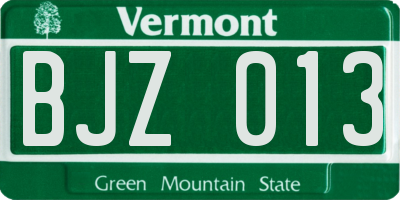VT license plate BJZ013