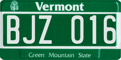 VT license plate BJZ016
