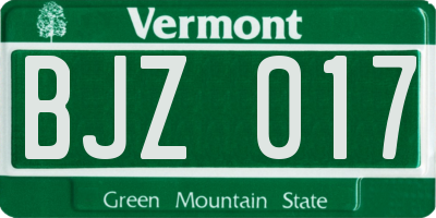 VT license plate BJZ017