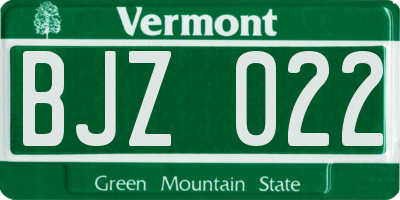 VT license plate BJZ022