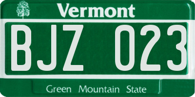 VT license plate BJZ023