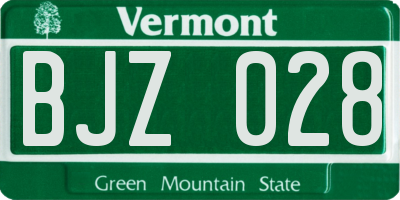 VT license plate BJZ028