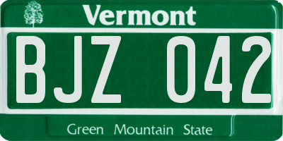 VT license plate BJZ042