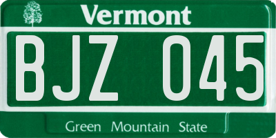 VT license plate BJZ045