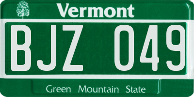 VT license plate BJZ049