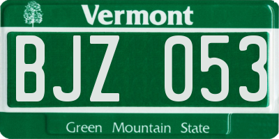 VT license plate BJZ053