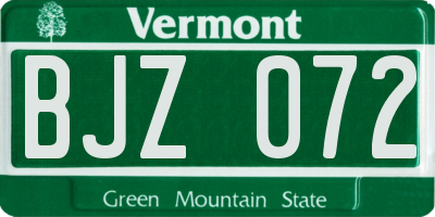VT license plate BJZ072