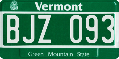 VT license plate BJZ093