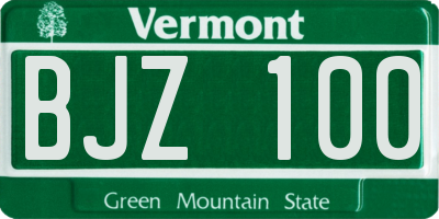VT license plate BJZ100