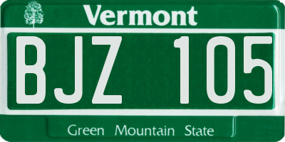 VT license plate BJZ105