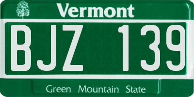 VT license plate BJZ139