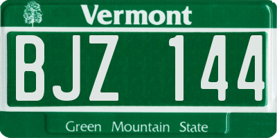 VT license plate BJZ144