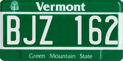 VT license plate BJZ162