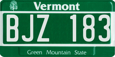 VT license plate BJZ183