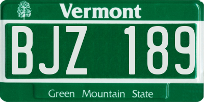 VT license plate BJZ189