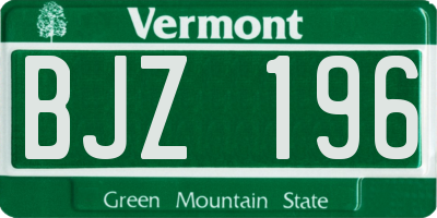 VT license plate BJZ196