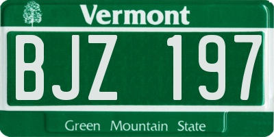 VT license plate BJZ197