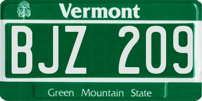 VT license plate BJZ209