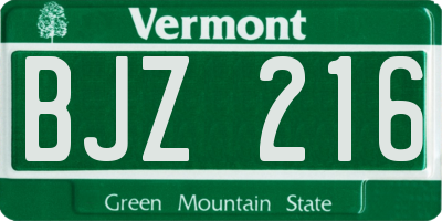 VT license plate BJZ216