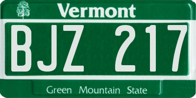 VT license plate BJZ217
