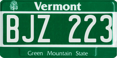 VT license plate BJZ223