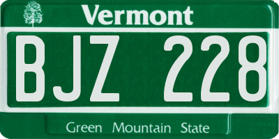 VT license plate BJZ228
