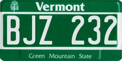 VT license plate BJZ232